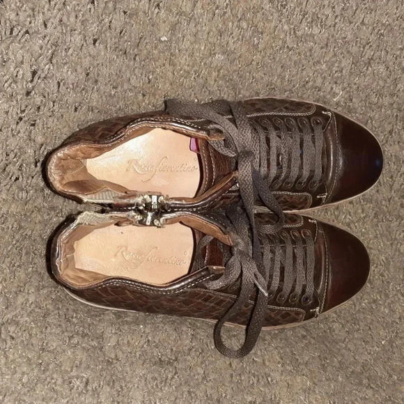 ROSSO FIORENTINO-Brown Woven Buffalo Leather-Distressed/Washed-Sz 39-Excellent - Picture 7 of 8